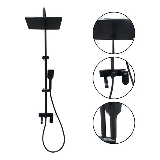 Columna Griferia Ducha Exterior Negra Zl-2018-2b Wassertech