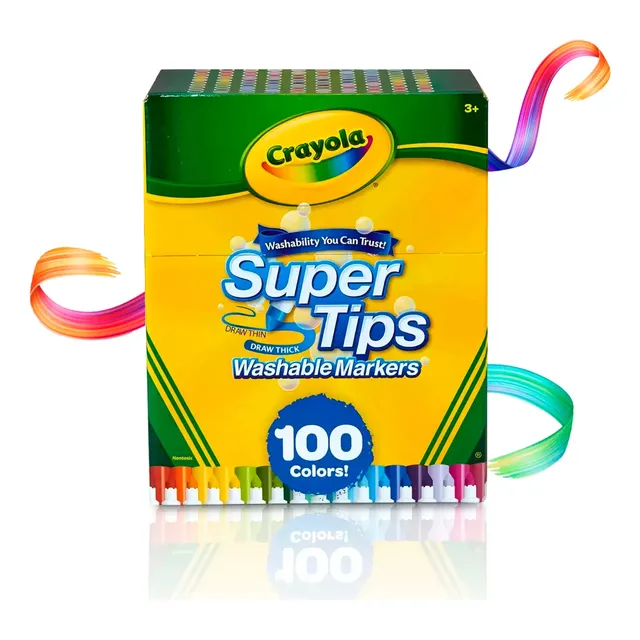 Super Tips Crayola 100 Plumones Marcadores Delgados Lavables