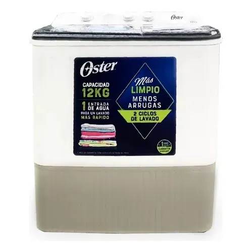 Lavadora Oster Semiautomática 12 Kg Doble Tina Ossawmx0012w