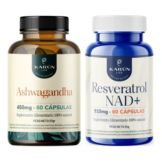 Pack Ashwagandha Y Resveratrol Nad+ 120 Cápsulas Karun Life