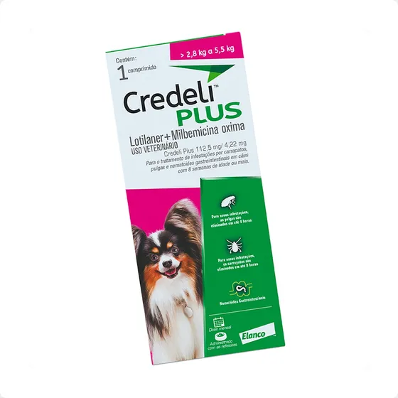 Credeli Plus Elanco Para Cães De 2,8 A 5,5kg - 1 Comprimido