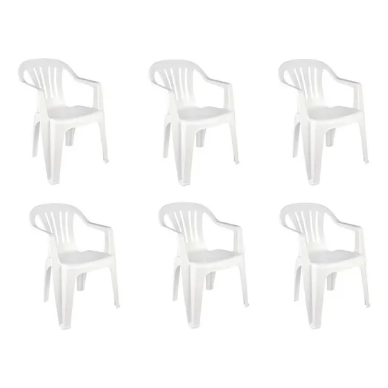 Set de 6 sillones de plástico Bela Vista Mor Color White