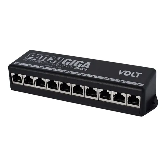 Patch Panel Poe Giga 5 Portas 12v A 48v 10/100/1000 Volt