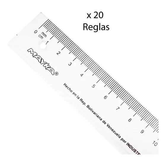 20 Reglas Plásticas De 30 Centimetros Mayka Escolar 