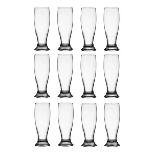 Juego de 12 vasos de vidrio transparente Munich Chop Bar Nadir de 300 ml