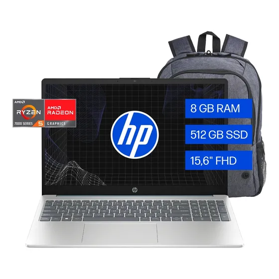 Notebook HP 15-fc0251la AMD Ryzen 5 8GB RAM 512GB SSD 15,6" FHD Windows 11 Home - Incluye Mochila HP Prelude Pro