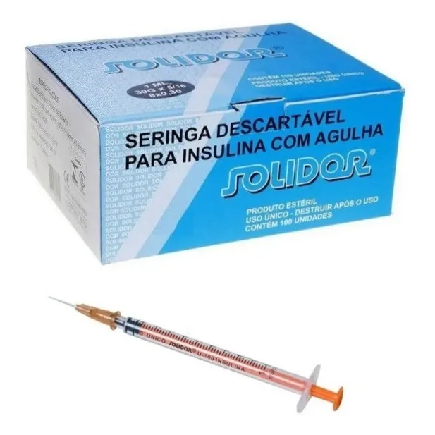 Seringa Insulina Resíduo Zero 100 Unid - 1ml 13mm X 0,45mm 