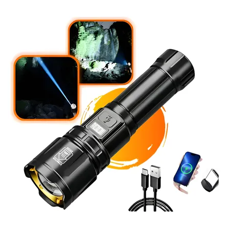 Lanterna Tática Mais Led Zoom Recarregavel Potentes Branco Preto