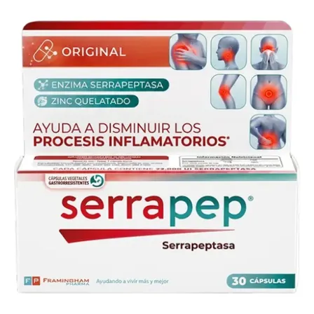 Suplemento en cápsula Framingham Pharma Serrapeptase Sin sabor de 30 un