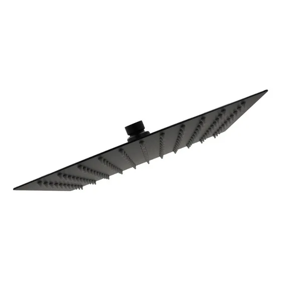 Regadera Cuadrada Plana Tipo Lluvia De Acero Inoxidable 25cm Negro Mate No Incluye Brazo