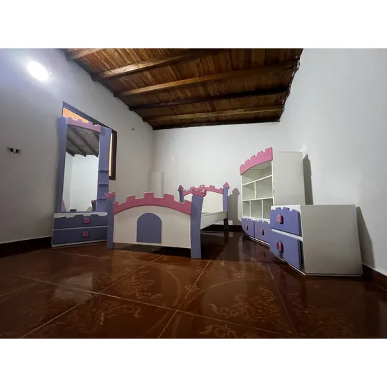 Juego De Alcoba Infantil Princesa Anastasia Blanco Rosa Lila