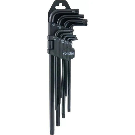 Jogo De Chaves Hexalobular Torx Longas 9 Peças Vonder