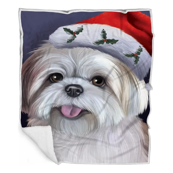 Lhasa Apso Manta Perro Gorro De Navidad De Santa Claus ...