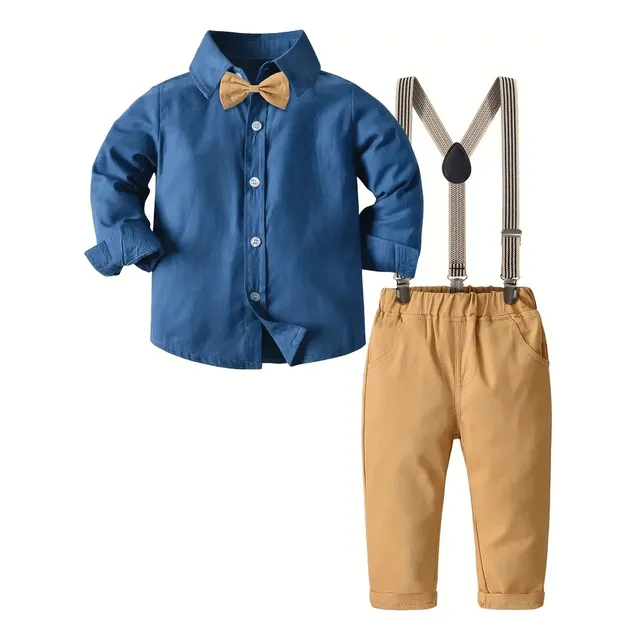 Traje Niño Fiesta Bebé Camisa Lisa Moña Tiradores Beedité