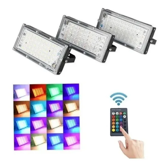 Reflector Led Colores Rgb 75w Con Control Remoto