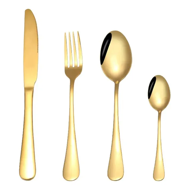 Set Cubiertos Inoxidable Bronce 4 Piezas En Caja