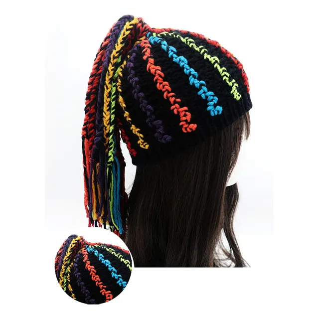 Zt Gorro Suave Con Rastas De Color Nuevo Lana Tejido