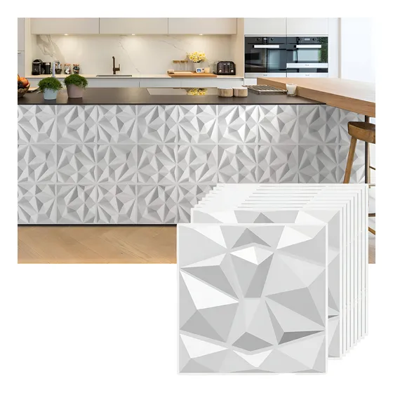 Paneles Decorativos 3D para Pared,Panel Decorativo 3D PVC,20 Piezas Panel Decorativo 3D Impermeable resistente al fuego para Decoración, Hogar, Oficina, Dormitorio, Vestíbulo,30x30cm（Blanco）
