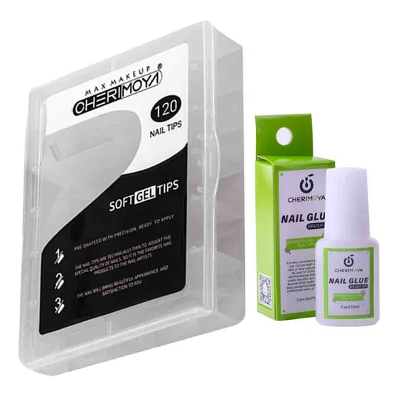 Almendra Soft Gel Stiletto+pegamento Especial Cherimoya