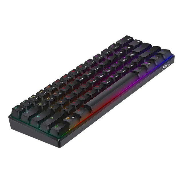 Teclado gamer Royal Kludge QWERTY Royal Kludge Red inglés US color negro con luz RGB