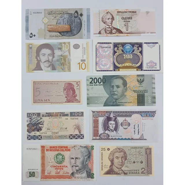 Lote De Billetes Extranjeros 10 Pz, Nuevos, S/c (3).
