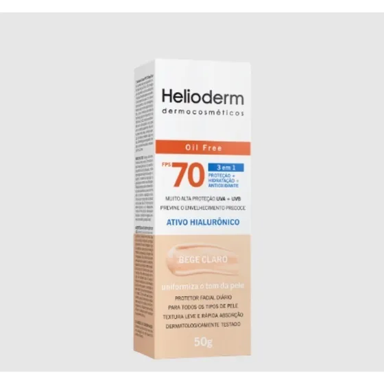 Protetor Solar Helioderm Facial Fps70 Oil Fre 50g Bege Clara