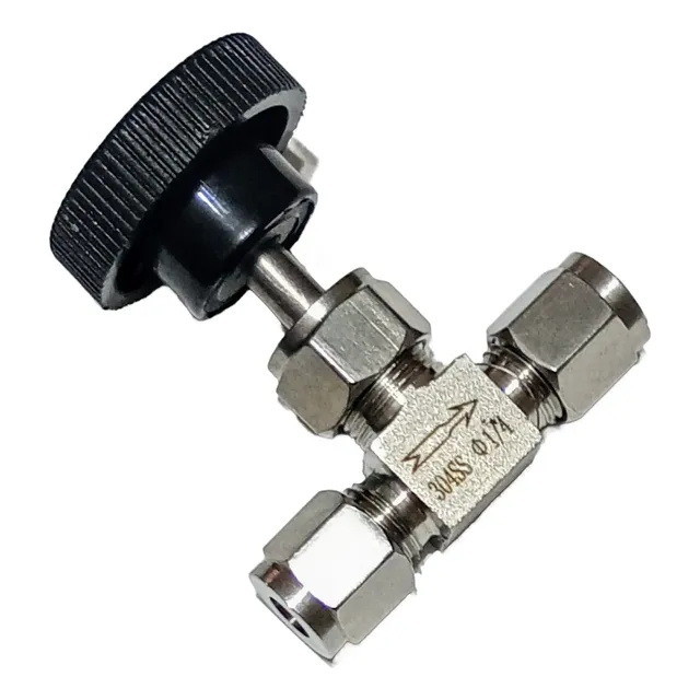 Valvula Agulha Dupla Anilha 1/4  Inox 304 Alta Pressao