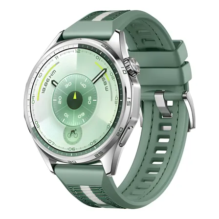 Smartwatch Huawei Watch Gt 6 46 Mm Smartwatch, Capa Prateada, Malha Verde, Moldura Prateada