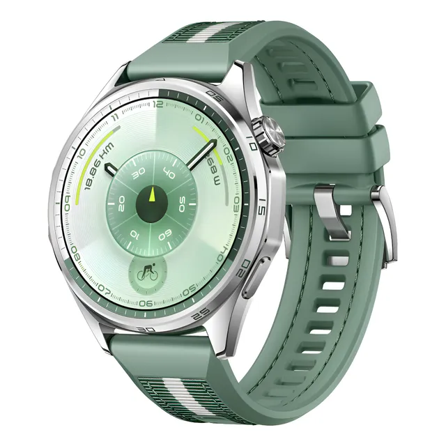 Smartwatch Huawei Watch Gt 6 46 Mm Smartwatch, Capa Prateada, Malha Verde, Moldura Prateada