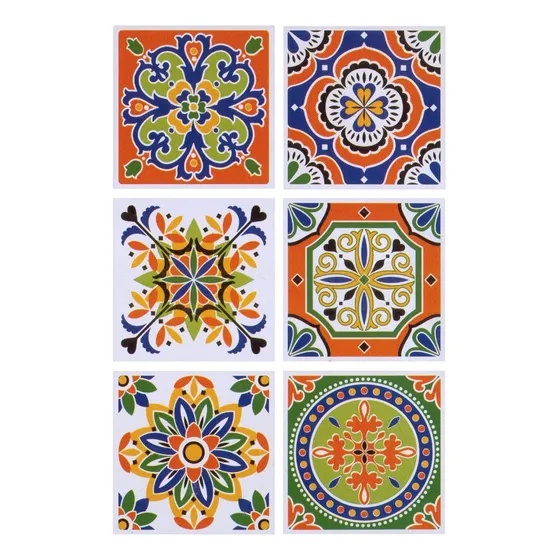 Vinilo Autoadhesivo Azulejos Multicolor X 6 Unid