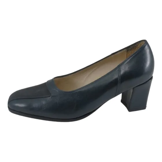 Zapato Dama Clásico Cuero Azul Forro Vaqueta Único Par N° 36