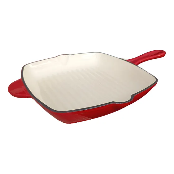 Sartén Bifera Grill - Hierro Fundido Esmaltado 26 Cm Color Rojo
