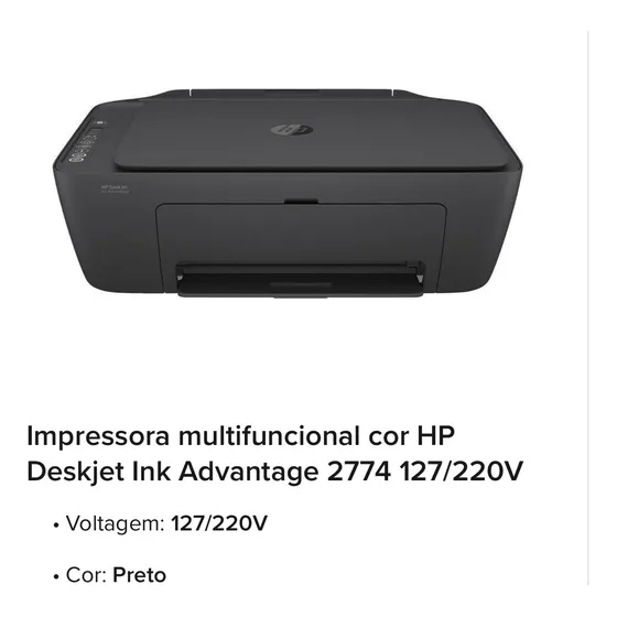 Impressora Multifunc. Cor Hp Deskjet Ink Advantage 2774 127