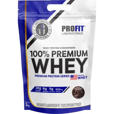 Whey Protein 100% Concentrado Premium 2kg - Profit Labs Sabor Chocolate