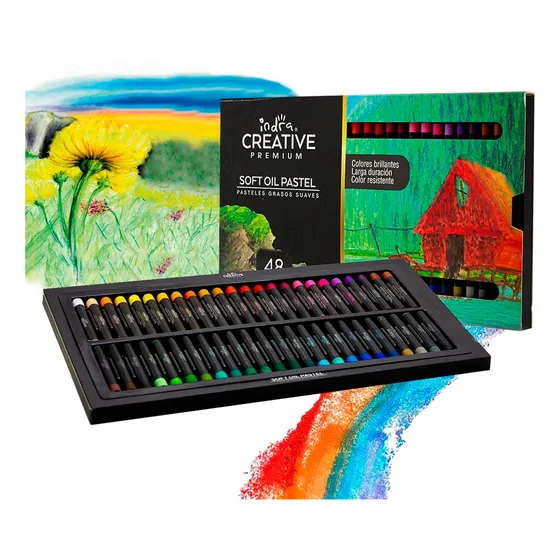 Set 48 Gises Pastel De Aceite Grasos Suaves Indra Premium