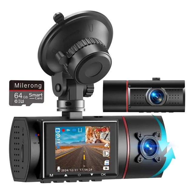 Cámara Carro Doble Visión Protégete Uber Ridery 64gb Ful Kit