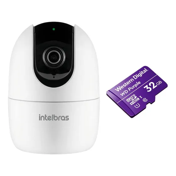 Combo Câmera 360 Im4 C Intelbras Wifi + Cartão 32gb Purple
