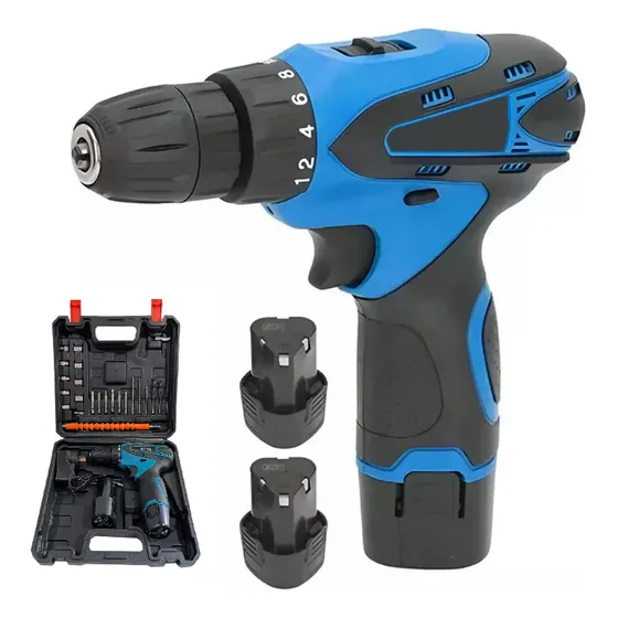 Taladro Atornillador Inalámbrico De 10mm Taladro 12v + 2 Baterías + Maletín Con Accesorios