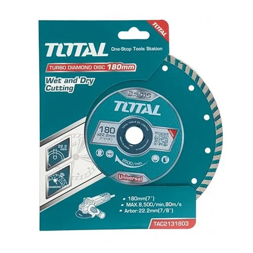 Disco De Corte Diamantado Turbo 7 180mm Total Tac2131803 Color Turquesa