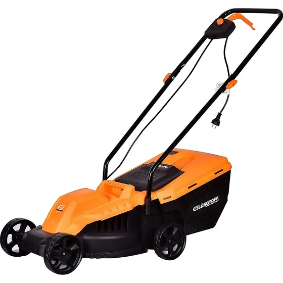 Cortadora de pasto eléctrica Lüsqtoff LCO-1032B con bolsa recolectora de 1 kW y 220V color naranja/negro