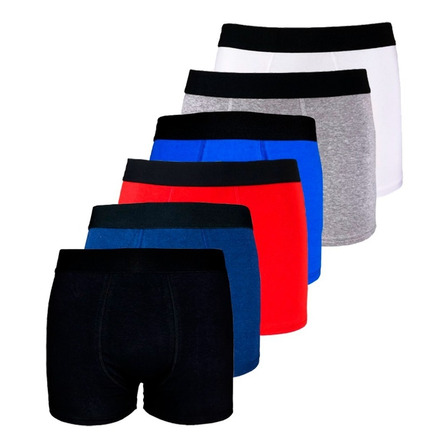 Kit 6 Cuecas Boxer Box Algodão Cotton Lisa Básica Casual Kit 6 Cuecas Boxer Box Algodão Cotton Lisa Básica Casual