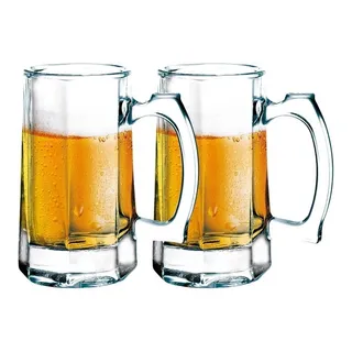 Jogo 2 Canecas De Chopp Cerveja Copo De Vidro 400ml Jogo 2 Canecas De Chopp Cerveja Copo De Vidro 400ml