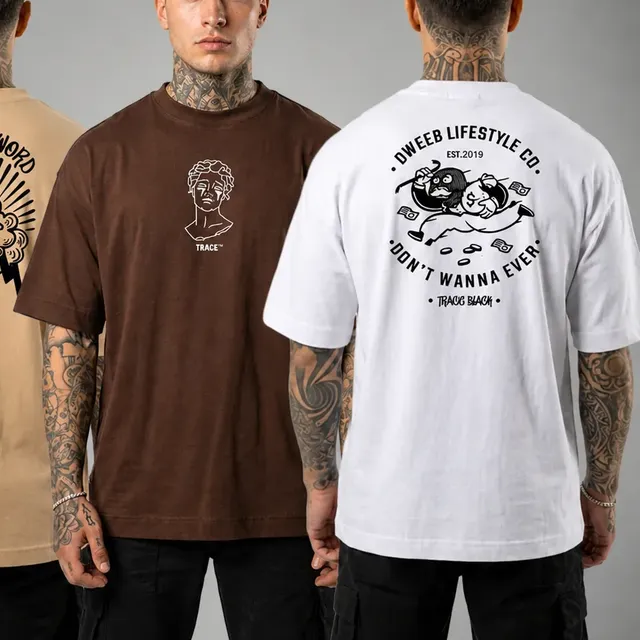 Kit 3 Camisetas Oversized Trace Black 100% Algodão