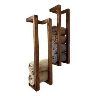 Porta Toallas Toallero Pared Madera Rustico 70cm Alto Porta Toallas Toallero Pared Madera Rustico 70cm Alto