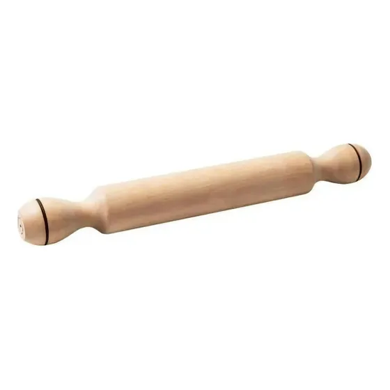 Palo Amasar Rodillo Madera Lustrado 40cm Mango Fijo