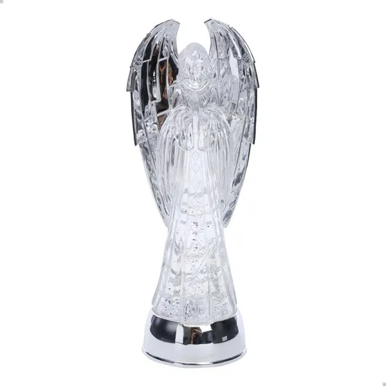 Enfeite Anjo De Natal Com Água E Led Incolor Prata 33cm