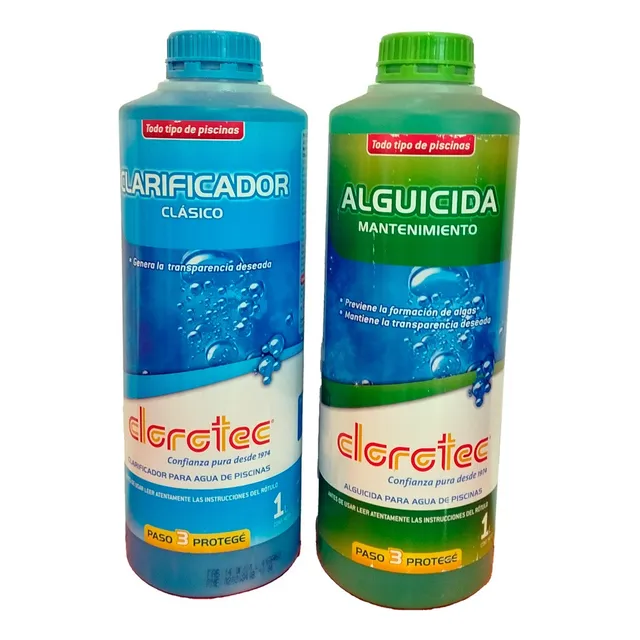 Kit Para Mantenimiento De Piscina- Alguicida Y Clarificador 