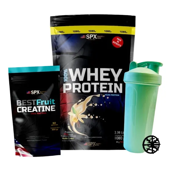 Whey Protein Proteína Pure 100% + Creatina Spx + Vaso Shaker