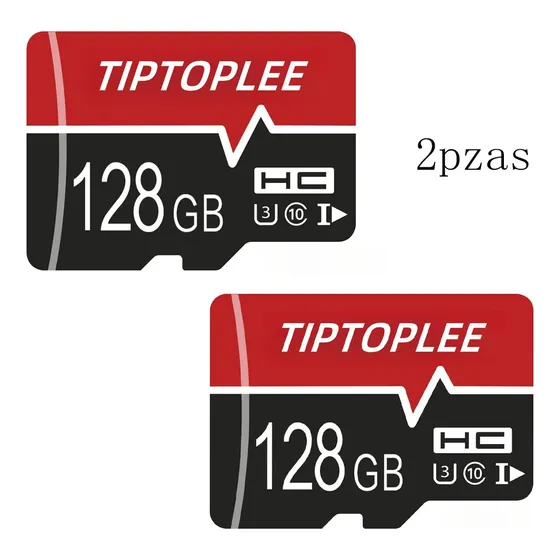 2pzs Tarjeta Memoria 128gb Tiptoplee Tf, Para Cámara/celular con tabletas, teléfonos móviles, cámaras, audio para automóviles y consolas de juegos