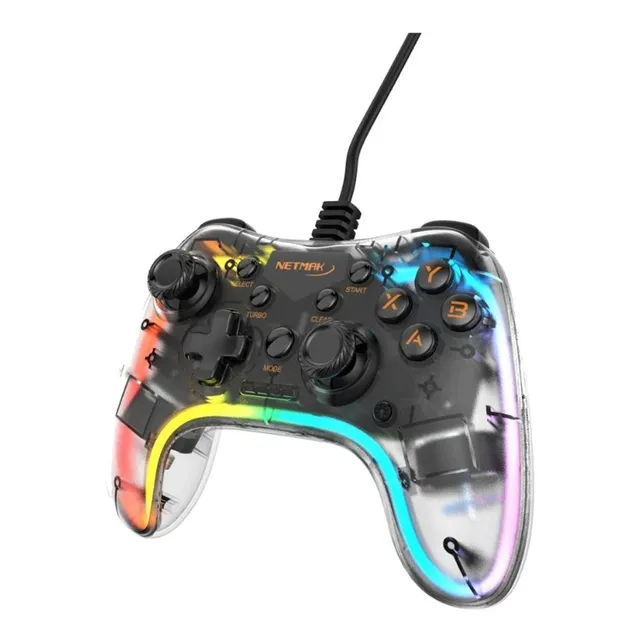 Joystick Gamepad Pc Usb Con Led Rgb Gamer Netmak Nm-dash Color Negro